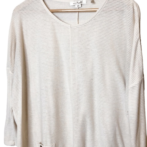 Simply Noelle Cream Striped V-Neck 3/4 Sleeve Tunic Top with Pockets Women's S/M - Picture 5 of 16